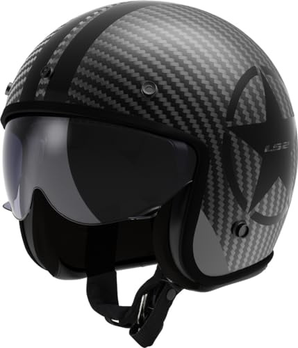 LS2, Jet-Motorradhelm BOB II CARBON STAR Black, XXL