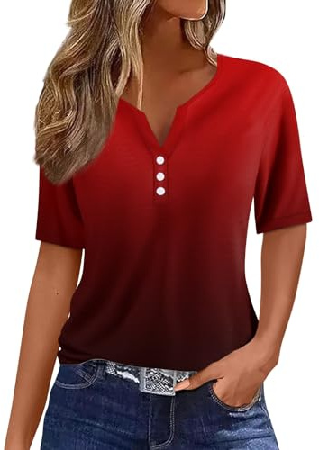 T-Shirt Femme Col V en Coton - Noir, Long, Oversize - Tee-Shirt Manche Longue