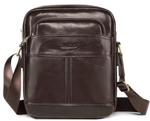 BAIGIO Herren Umhängetasche Leder Herren Schultertasche für Herren Leder Herrentasche Vintage Schultertasche Crossbody Bag Messenger Bags für Herren Brown