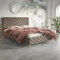 MOTIVENA Gloria Chesterfield Bett 160x200, Polsterbett 160x200 mit Füßen, Polsterbett 160x200 ohne Bettkasten, Polsterbett 160x200 Samt, mit Lattenrost, mit Kopfteil, ohne Matratze, Braun Taupe