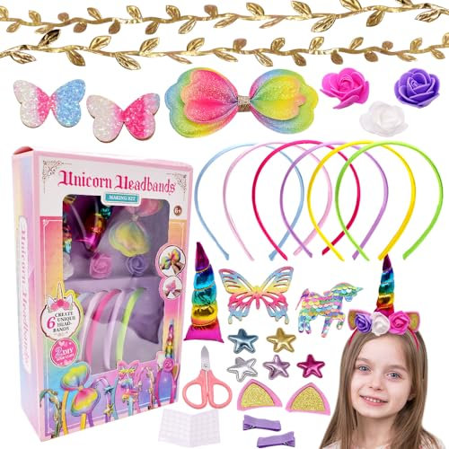 Kit de Fabrication de Bandeaux pour Filles,Activites Manuelles pour Enfants,Jouet Activites Manuelles Creatif Anniversaire Serre Tete Kit Bricolage Cadeau Licorne Jouet Enfant pour Fille 5-12 Ans