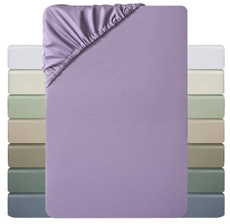 MILDLY Spannbettlaken 120x200 Satin, 100% Langstapelige Baumwolle Seidig Luxus Bettlaken Spannbettlaken bis 25cm Matratzenhöhe, Oeko-Tex Zertifiziert-GrauViolett