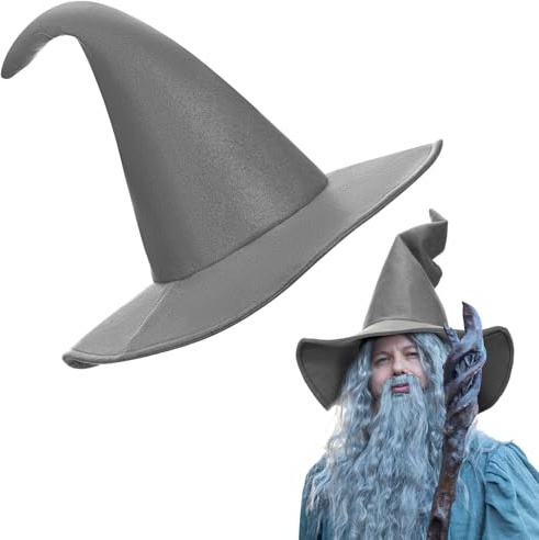 Boyiee Sombrero de Bruja Gris Sombrero de Mago Adulto Gorra de Ala Ancha Accesorios para Carnaval Halloween y Cosplay