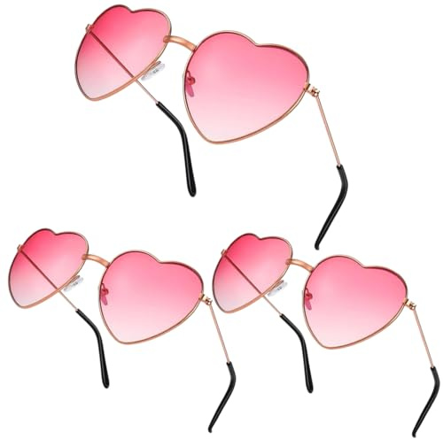 3 Pares Gafas de Sol Hippie,Gafas Retro Colores, Gafas de Sol Transparentes de Color Caramelo,Gafas Corazón,Gafas de Sol Divertidas para Fiesta Cumpleaños Carnaval Boda