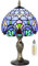 MIAOKE Tiffany Table Lamp Stained Glass Crystal Bead Style Table Light,Handmade Desk Bedside Table Night Lamp,Antique Art Craft Gifts Lover Kid Living Room Study Bookcase Desk Ligh-Blue Baroque