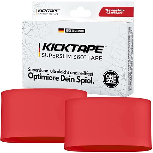 KICKTAPE® Super Slim Schienbeinschonerhalter - Reißfest aus schonendem Silikon für Schienbeinschoner Fußball Herren, Damen & Kinder, rutschfest & abwaschbar, Football, shin Guard Holder (Rot)