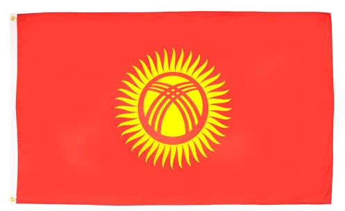 AZ FLAG Lote de 5 banderas Kirguistán – 90 x 60 cm – Bandera Kirguistán, 100% poliéster, con ojales metálicos integrados