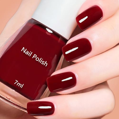 Roter Nagellack - Glossy Schnell trocknend & Langanhaltend ungiftiger Nagellack - Abziehbar Wasserbasierte Formel, Red Nail Polsih für die Nagelkunst zu Hause (Rot, 7ML)