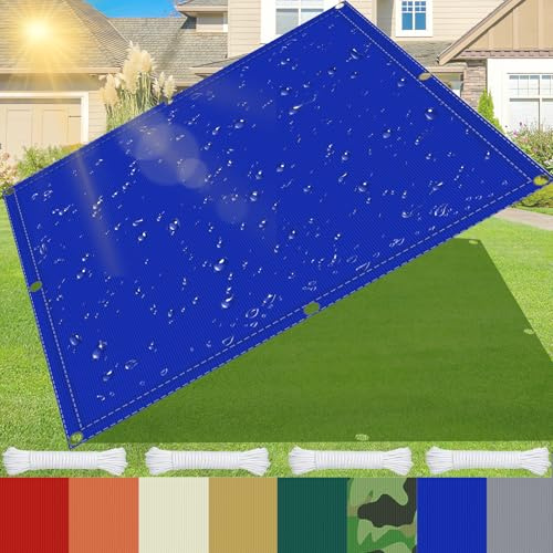 Tenda parasole in tessuto Oxford impermeabile, 11 x 11 m, con protezione UV al 95%, perfetta per giardino, patio, piscina, campeggio e posto auto coperto, baldacchino blu con occhielli