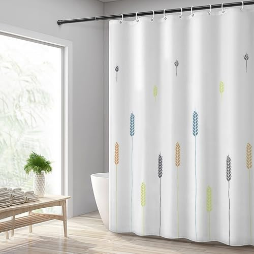 KAIMEIYU Cortina de Ducha Poliéster Cortina de Baño con 12 Ganchos Cortina Bañera Lavable a Máquina Impermeable 240 x 200 cm Blanco