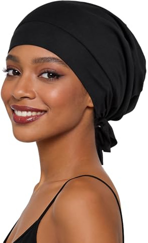 Kiiwah Bonnet Satin Cheveux Nuit, Réglable Bonnet Soie en Fibre de Bambou avec des Sangles Unisexe Beanie pour Dormir Doux Respirant Bonnet de Nuit en Satin pour Femme et Homme