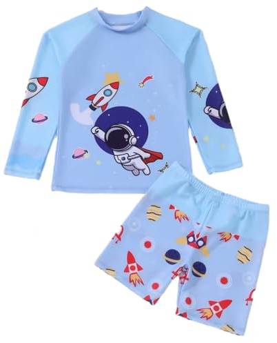 Ijksbehjf Costume da bagno per bambini a due pezzi con costume da bagno a maniche lunghe rashguard e pantaloncini da bagno per ragazzi a maniche lunghe Set da bagno per ragazzi