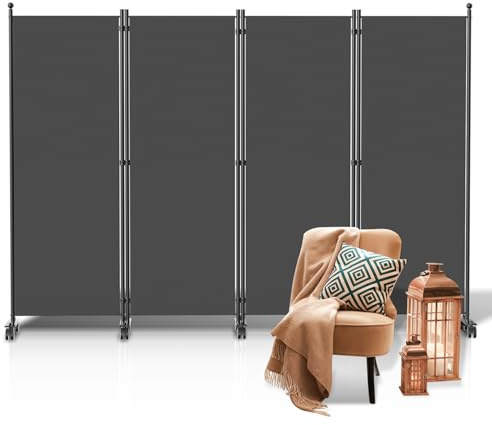 Ollewiellan Paravent rumsavdelare inomhus, paravent vikbar 4-delad 228 x 181 x 30 cm, insynsskydd för balkong, trädgård, spansk vägg, insynsskydd polyesterfiber, skiljevägg rumsavdelare på hjul