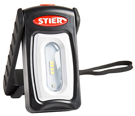 STIER Akku LED Werkstattleuchte, 250 Lumen, einer Leuchtdauer von 2,5 Stunden, 360° drehbarem Haken und Micro USB Ladekabel, Arbeitsleuchte, Led Arbeitsscheinwerfer, Baustrahler, Akku Strahler