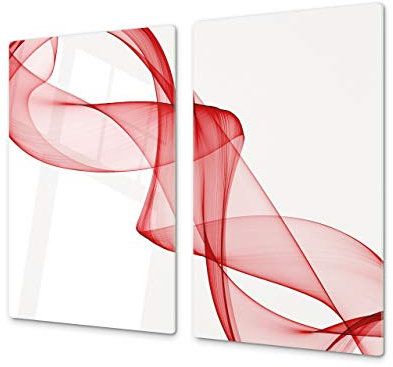 Tagliere in VETRO temperato – Proteggi-piano di lavoro e spianatoia – Copri-piano cottura – pezzo UNICO (60x52cm) o DUE pezzi (30x52cm ognuno); D01B Serie Astratta