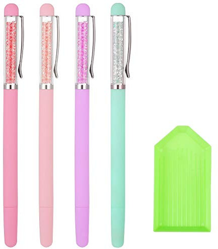 Rubywoo&chili 5 Stück DIY Diamond Painting Werkzeug, 4 Stift für Strassstein und Mosaik Kleber Tablett, Diamant Malerei Kreuzstich Stickerei Stift Werkzeuge Set