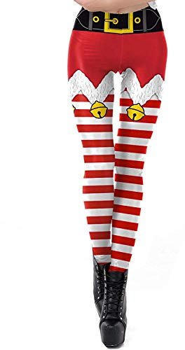 Aventy Women's Xmas Christmas Costume Leggings Fitness Running Pilates Striped Tights Yoga Skinny Pants Multi Colour (Pattern006, S-M)
