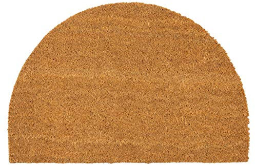 Nicola Spring Half Moon Coir Door Mat - 60 x 40cm - Classic - Pack of 1 - Decorative Indoor Front Door Floor Mat Entry Dirt Trapper Rug Outdoor Boot Scraper Non Slip Backing Doormat