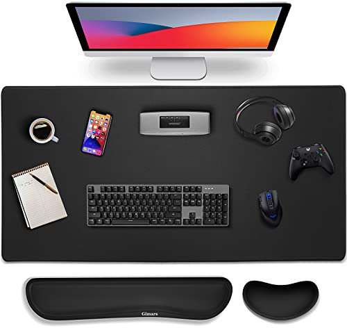 Gimars 3-in-1 XXL Gaming Mauspad mit Gelkissen, Handballenauflage Tastatur, 800 x 305 mm Mousepad Tischunterlage, Ergonomisches Mauspads, Gaming Zubehör Wrist rest für PC, MacBook, Laptop, Schwarz