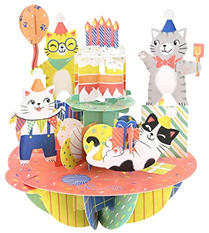 SANTORO Pirueta, Tarjeta De Felicitación Emergente 3D - Gatos De Cumpleaños - Regalo Para Niños, Ella, Él, Mamá, Esposa, Hija, Nieta, Cumpleaños