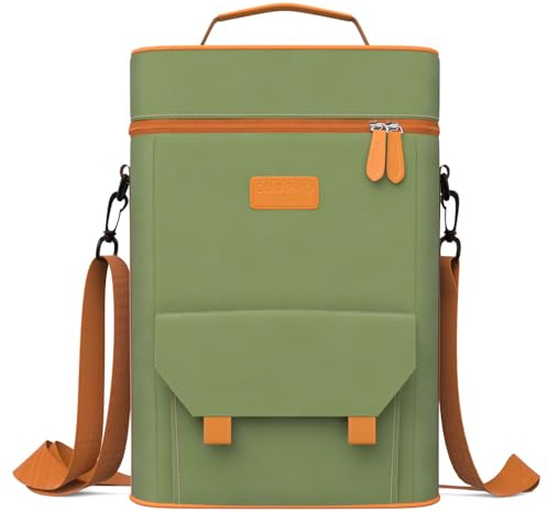 Cuopru Bolsa de transporte premium Yerba Mate Kit – Doble capa impermeable 2 bolsillos para botellas de vino bolsa portátil para viajes, picnic, playa