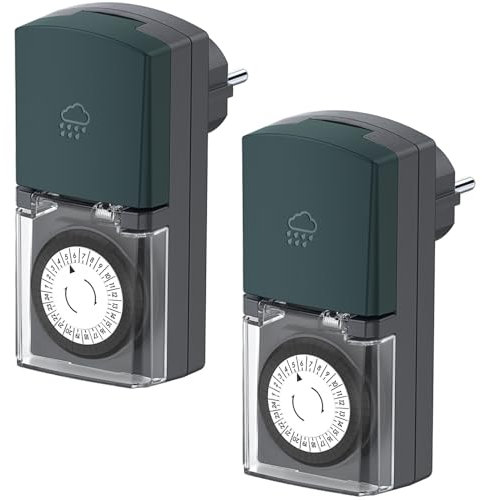 G-Homa Zeitschaltuhr Aussenbereich, 2er Set 24-Stunden-Mechanische Zeitschaltuhr Steckdose Outdoor mit Kindersicherung & Schutzabdeckung, IP44 Wasserdicht, für Lichter, Poolpumpen, Weihnachtsdeko