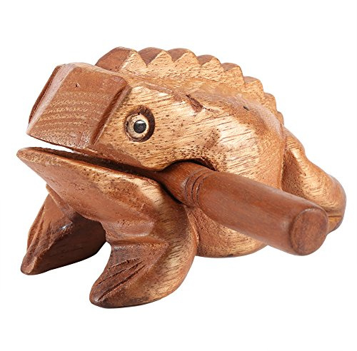 Holzfrosch, Feng Shui, Glücksfrosch, Holzfrosch, Guiro-Raspel, Musikinstrument, Klangblock, Heimbüro, Dekor (S: 6 cm)