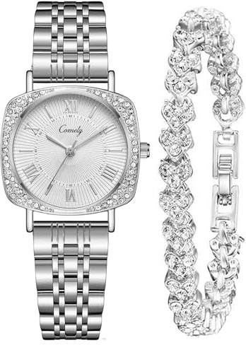 CIVO Relojes Pulsera Clásico Mujer: Plata Acero Inoxidable Impermeable - Analógico Elegantes Traje de Regalo Reloj