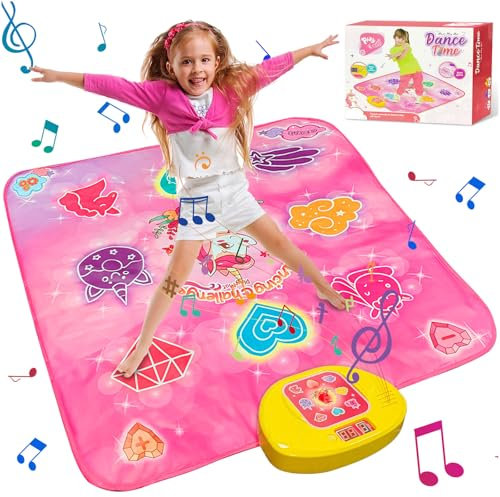 Audasi Tanzmatte für Mädchen Jungen Musikmatte mit 5 Spielmodi 3 Herausforderungsstufen LED-Lichter Elektronisch Musik Tanzpad Geschenke Weihnachten Geburtstags Spielzeug Dance Mat Toys for Girls