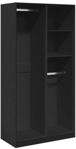 vidaXL Kleiderschrank, Garderobenschrank mit Stauraum, Hochschrank für Schlafzimmer, Flurschrank Dielenschrank, Modern, Schwarz Holzwerkstoff