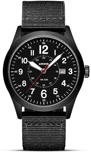 LN LENQIN Uhren Herren Herren Uhr Militär Uhr 30M wasserdichte Armbanduhrherren Analog Quarzuhr für Männer mit Datum Sportuhr Nylon Band Taktische