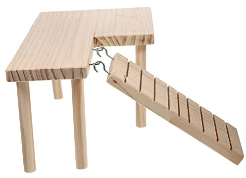 BELLIFFY Hamsterleiter Aus Holz Chinchilla-Spielzeug Kletterleiter Für Kleintiere Stabile Plattform Für Training Und Kauen