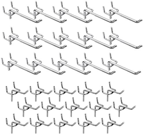 DYOUen 30/60 Pieces Perforated Wall Hooks Pegboard Simple Hooks Accessories Tool Wall Attachments Hooks for Tool Holder Wall, Garage, Shelf, Workshop (2)