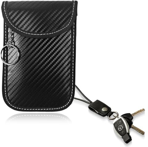 JEYORZY Pochette pour clés de voiture,Etui Anti RFID Clé Voiture Portable, Pochette Anti RFID Cle Voiture, Etui Blocage RFID pour Clef Voiture Keyless, Protection Antivol Anti Piratage