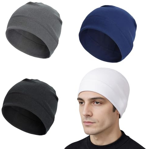 Culinavog 4 Pezzi Cappello Fibra di Poliestere, Antivento Berretto Uomo, Poliestere con Sottocasco Fodera Elastica, Cappello Invernale Caldo e Sottile, Multifunzionale per Casco Moto, Arrampicata