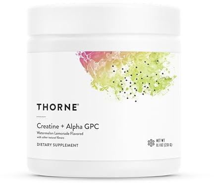 THORNE - Creatine + Alpha GPC - Micronized Creatine Monohydrate Powder - Support for Muscles & Cognitive Function* - for Women & Men - Watermelon Lemonade - NSF Certified for Sport - 30 Servings