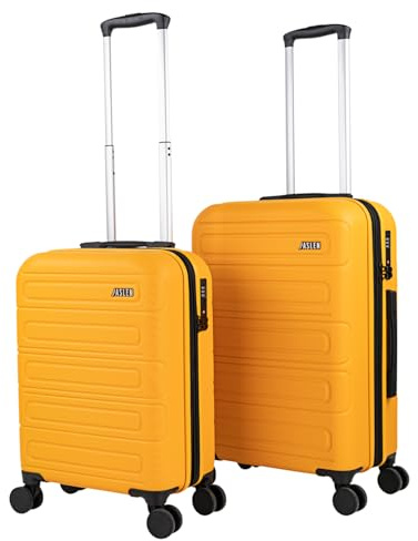 Jaslen - Juego Maletas De Viaje rígidas Trolley con Candado de Combinación TSA y 4 Doble Rueda 360° Ligeras y Resistentes Maleta Extensible, Mostaza