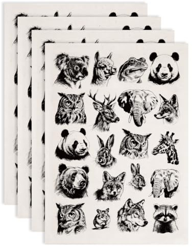 SUPERDANT 4 piezas de papel de transferencia de animales salvajes para cerámica, lobos, osos, pandas, arcilla, cerámica, calcomanías, suministros de manualidades, calcomanías de diapositivas de agua