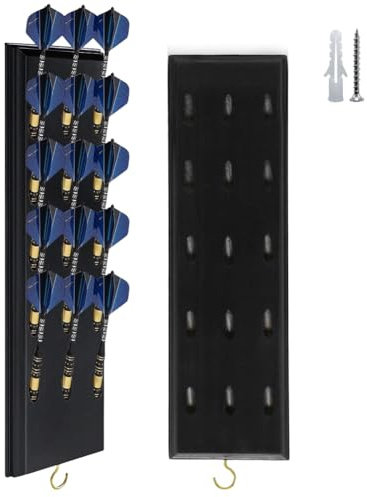 FARYODI Soporte para dardos de madera para 12 dardos, soporte para dardos, soporte para montaje en pared, soporte para dardos de acero y dardos blandos, accesorios para dardos, color negro