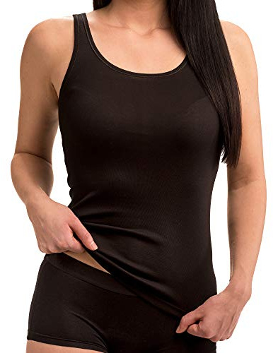 HERMKO 1310 Damen Unterhemd aus reiner Bio-Baumwolle, Farbe:schwarz, Größe:60/62 (XXXXL)