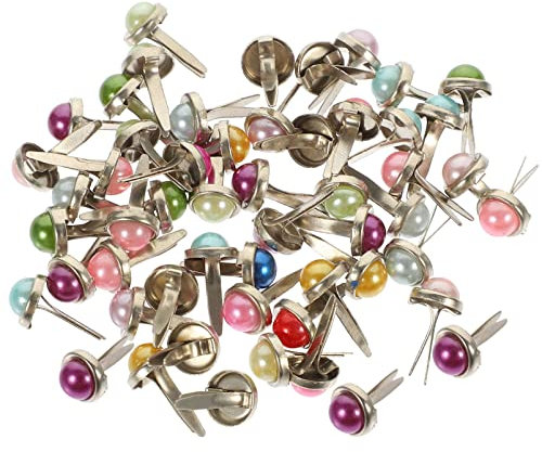 Amosfun Mini Brads Perlen Brads Musterbeutelklammern Metall Runde Brads für Papier Handwerk Stanzen Scrapbooking DIY 50 Stück