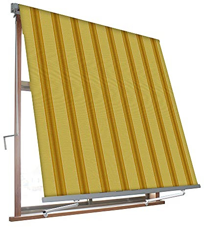 VERDELOOK Tenda da Sole Milos a Caduta avvolgibile con Braccetti 80 cm per ancoraggio, larghezza 2,5 m e altezza 2,5 m, beige e ocra