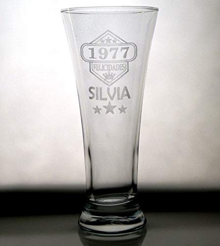 Arte-Deco Vaso DE Cerveza Grabado y Personalizado AÑO DE Nacimiento. Regalo día del Padre, cumpleaños, Aniversario, jubilación, para Hombre o Mujer. Regalo práctico, Elegante, Divertido y Original.