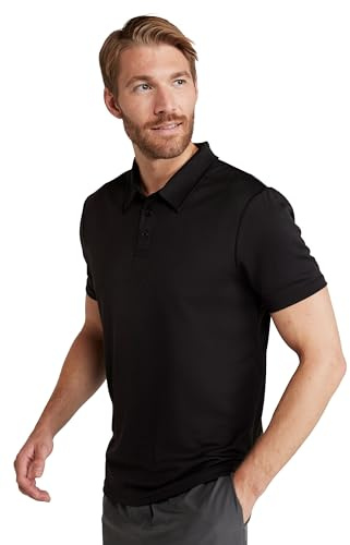 Mountain Warehouse Endurance IsoCool Mens Polo - UV Protection Top, Sweat Wicking T-Shirt, Breathable Tee Shirt - for Spring Summer, Running, Hiking & Outdoors Black L