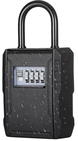 ZHEGE Key Safe Outdoor, 4 Digit Combination Lockbox for Keys, [Free of Installation] [Enhanced Security] Weatherproof Keysafe Outside, Door Key Safe Box [7 Keys] (Black)