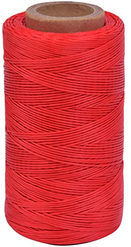 Fil Ciré 284 Yards 150D 0.8 mm Imperméabels Cuir Fil pour la Réparation de Chaussures, la Reliure de Livres, Le Bricolage (Rouge)
