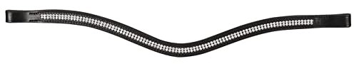 Start Glitzer Stirnriemen Pferd – Geschwungenes Stirnband für Warmblut, Vollblut & Pony – Komfortabel, funkelnd & individuell – Stirnband mit Strass für Trense & Turnier (Full (Warmblut), Schwarz)