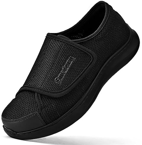 Gmedonm Men's Wide Width Shoes with Easy Put On Adjustable Lightweight for Diabetic Edema Bunions Arthritis Swollen Feet Elderly Walking Widening Shoes