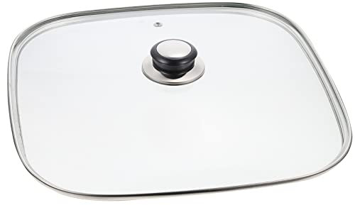 Square Glass Lid for Kitchen Pots and Pans - Tempered Glass Replacement Cover with Silicone Handle and Ventilation Hole, Universal Fit for Cooking Saucepans and Frying Pans