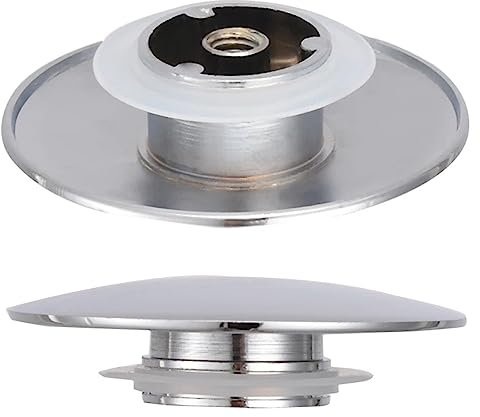 MDYNI 2 tappi di scarico per lavandino da 66 mm, parti di ricambio per lavabo rubinetto lavandino, plug-bath sigillato con guarnizione in gomma, tappo pop-up per lavabo, Argento, Lega di zinco